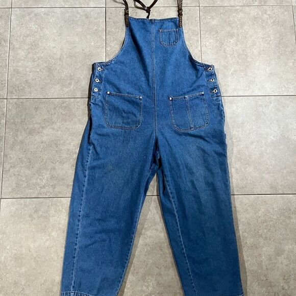VTG 90s Y2K Denim Overalls Women Size 20 
Adjustable length Made in Hong Kong - Picture 1 of 8